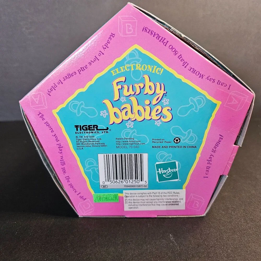 New Pink White Furby Baby, Vtg Sealed 1999 Tiger Electronics Talking Pet